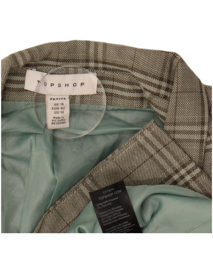 Topshop Womens Petite Zweireihiger Blazer Jacke UK 14 Großes grünes Karomuster