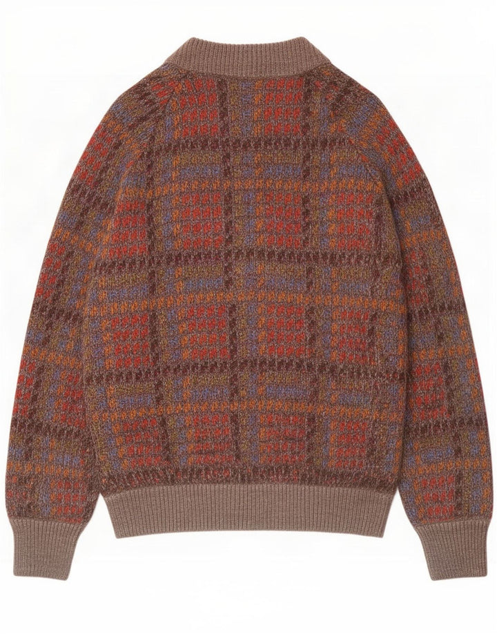 Vintage Herren-Cardigan-Pullover, mittelgroß, mehrfarbig, kariert