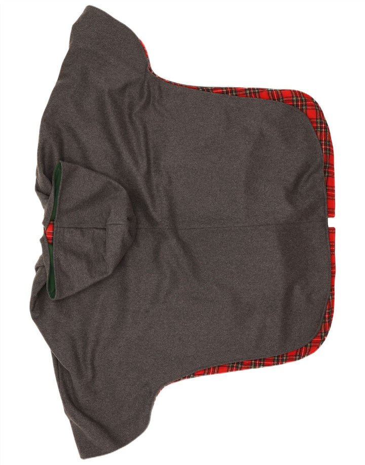 Vintage Damen Poncho-Mantel mit Kapuze, Einheitsgröße, Grau