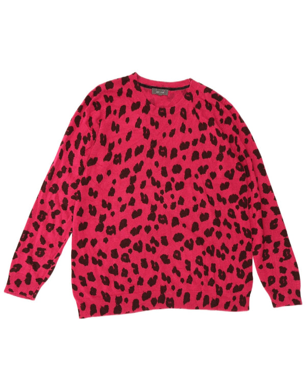 Marks & Spencer Damen-Pullover mit Rundhalsausschnitt, Gr. 22 2XL, rosa Tiermuster