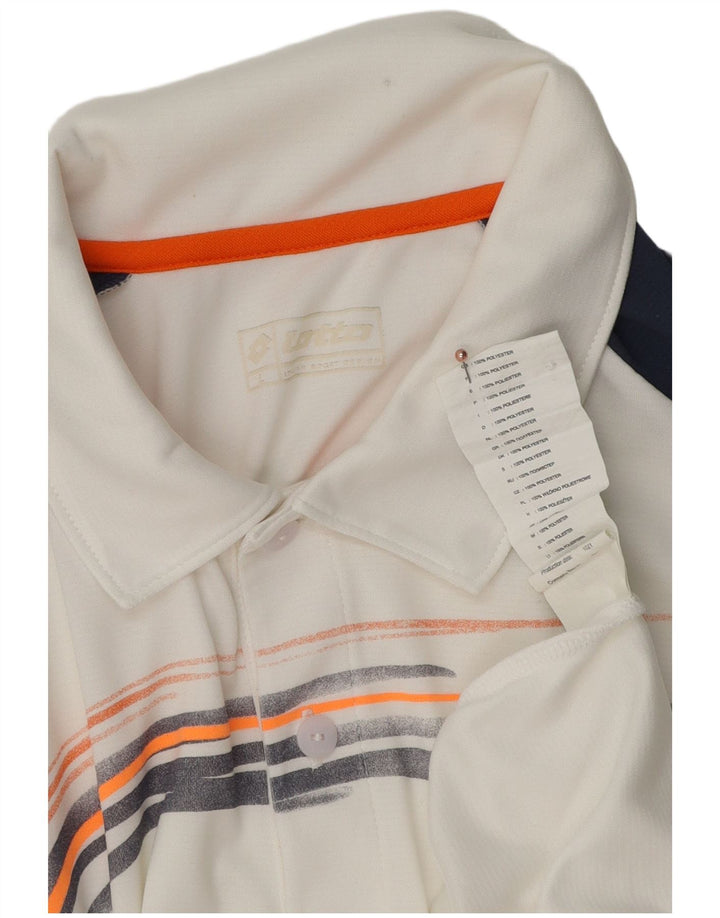 Lotto Herren-Poloshirt mit Grafik, groß, weißes Farbblock-Polyester