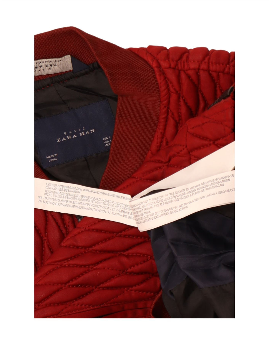 Gesteppte Bomberjacke für Herren von Zara, UK 40, großes rotes Polyester