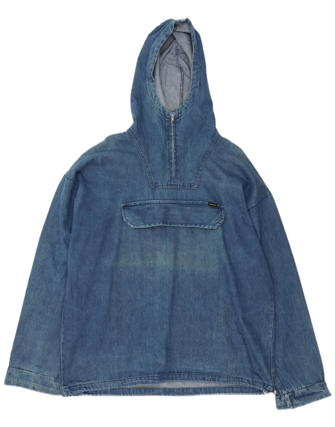 Vintage Herren Kapuzenpullover Jeansjacke UK 42 XL Blaue Baumwolle