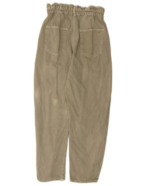 Zara Damen High Waist Tapered Cropped Hose EU 36 XS W26 L26 Khaki