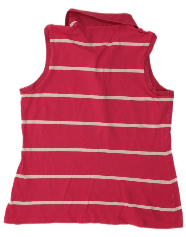 Tommy Hilfiger Damen ärmelloses Poloshirt UK 18 XL Rosa gestreift