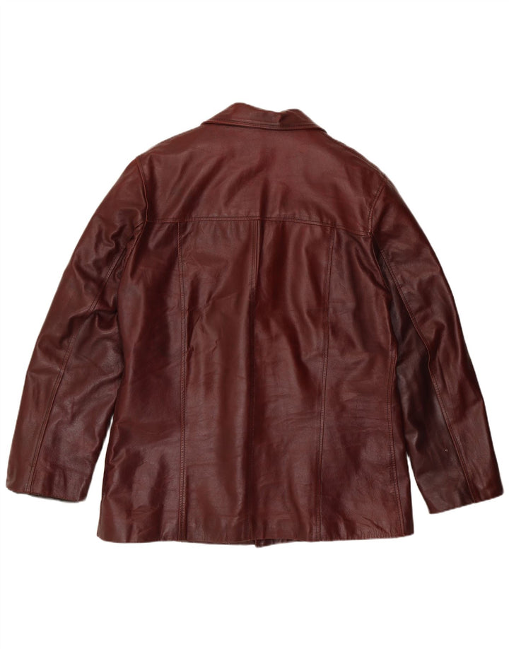 Vintage Herren 3 Knopf Leder Blazer Jacke UK 44 2XL Burgund