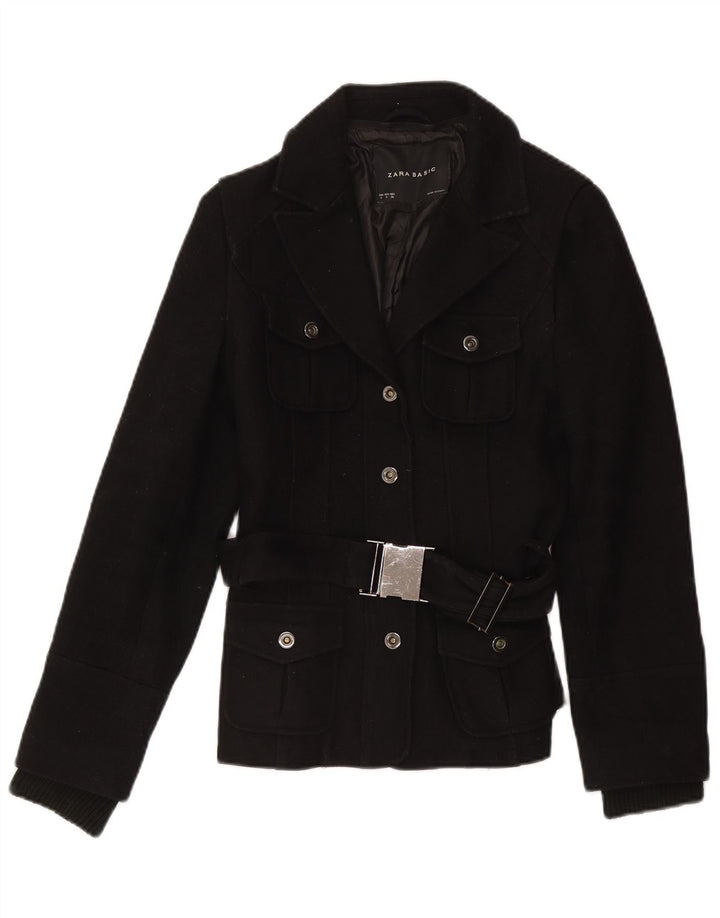 Zara Damen Utility Jacke UK 10 Small Schwarz Polyester