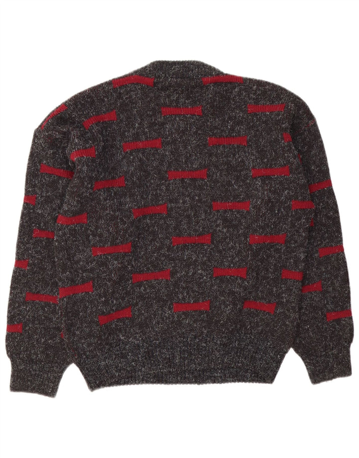 Ciao Herren-Pullover mit Rundhalsausschnitt, mittelgrau, geometrisch
