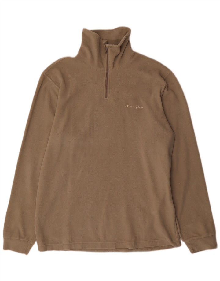 Champion Herren-Fleecepullover mit Reißverschluss am Hals, groß, beige, Polyester
