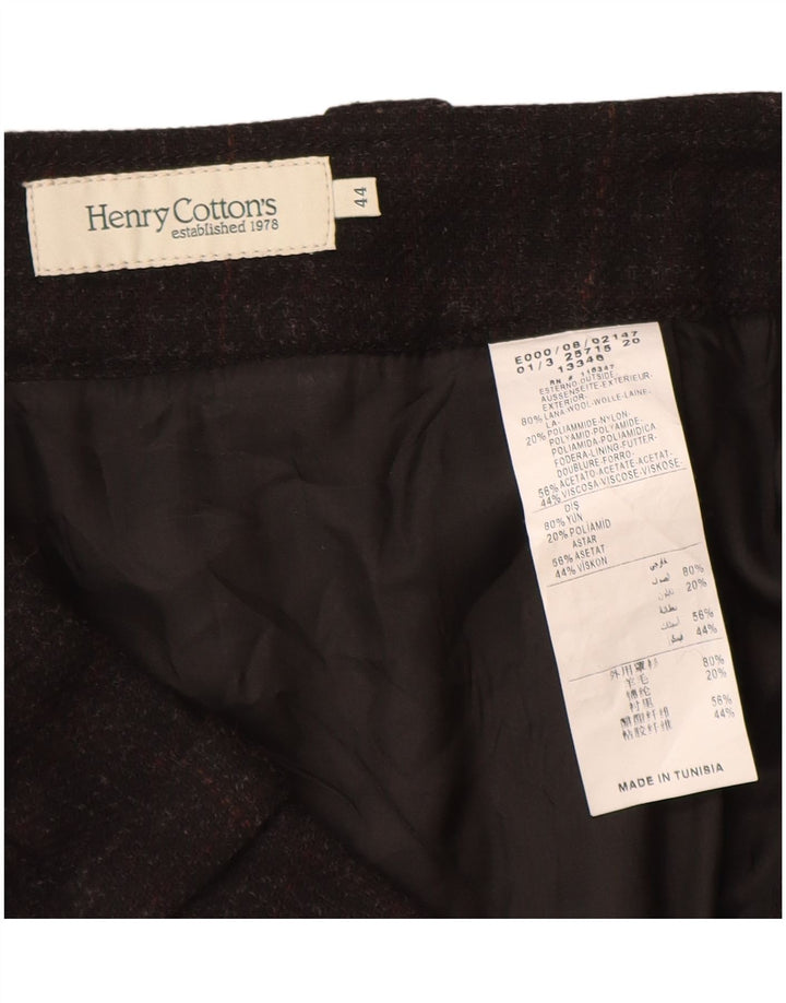 Henry Cottons Damen Faltenrock IT 44 Medium W30 Schwarz gefleckte Wolle