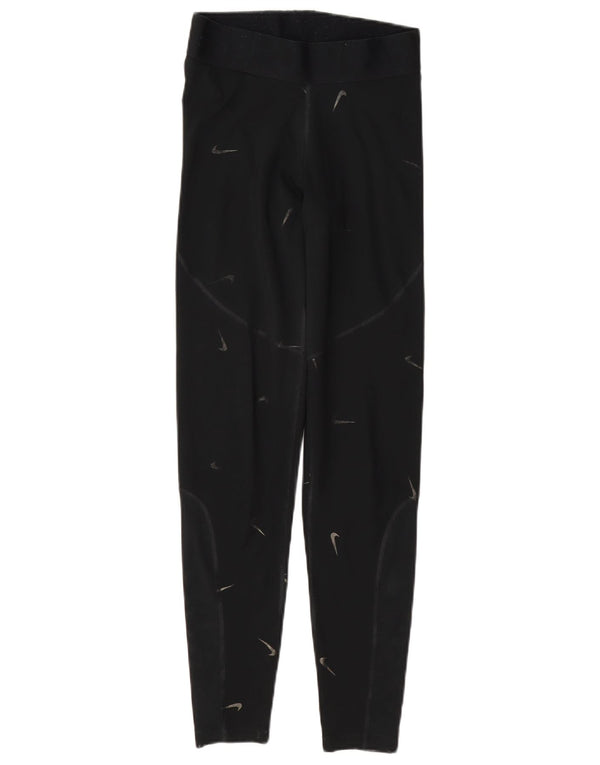 Nike Womens Graphic Leggings UK 10 Small Schwarz Polyester