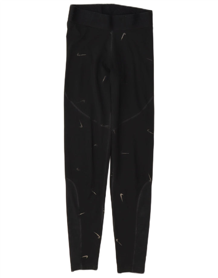 Nike Womens Graphic Leggings UK 10 Small Schwarz Polyester