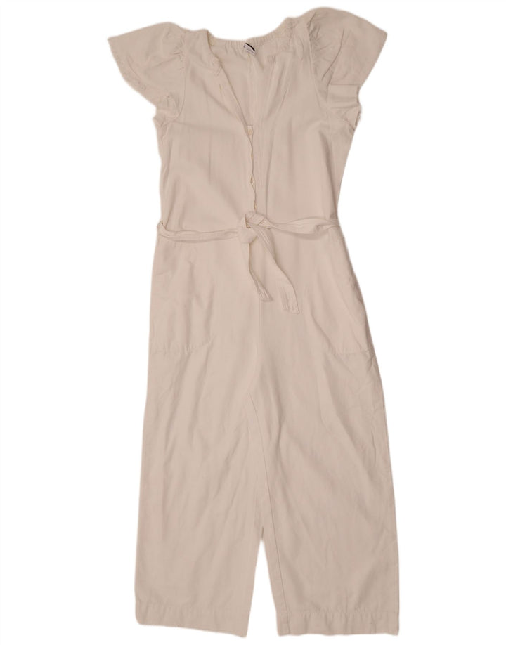 Zara Damen-Jumpsuit UK 12 Mittelweiße Baumwolle