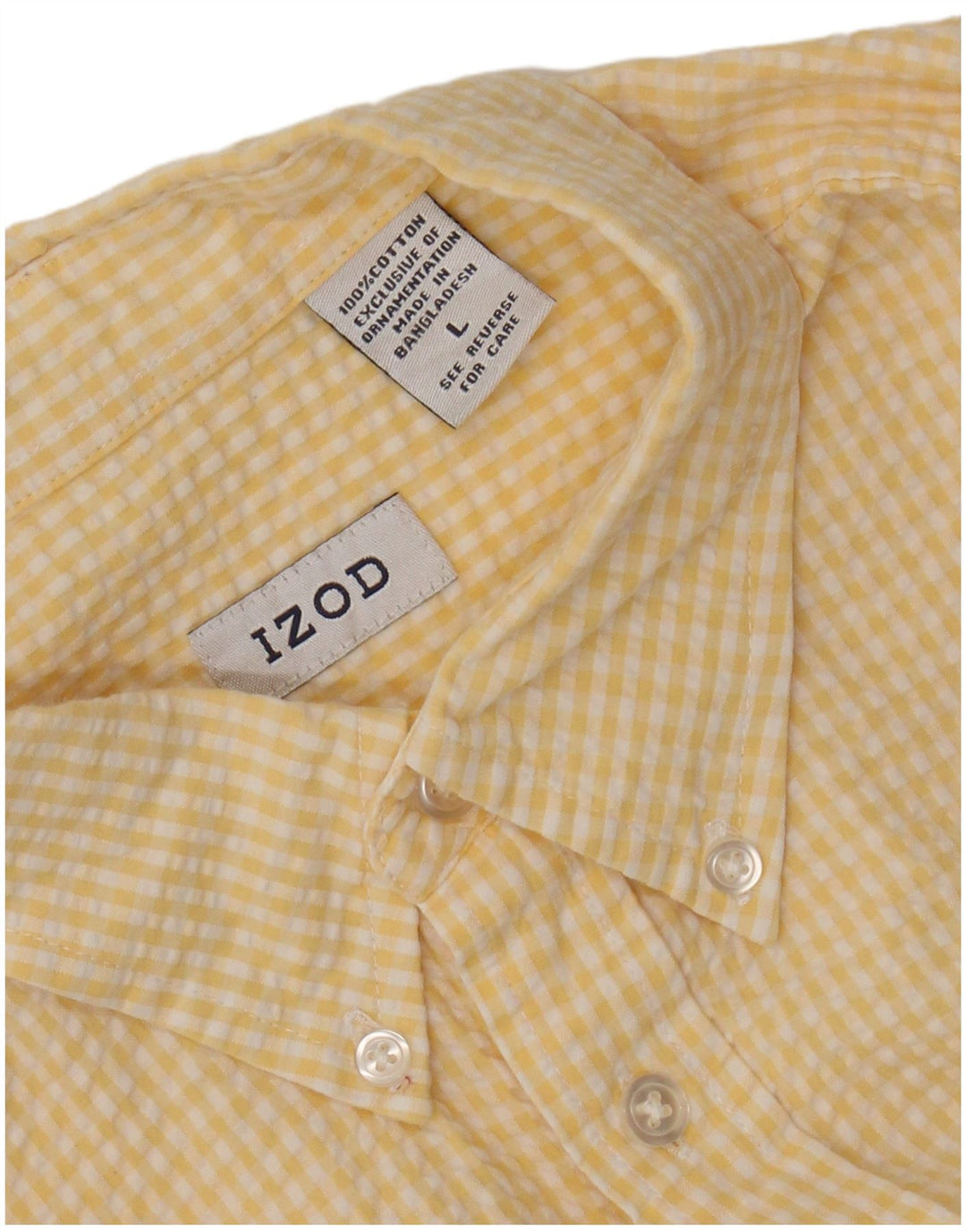 IZOD Herren-Kurzarmhemd, groß, gelbe Gingham-Baumwolle