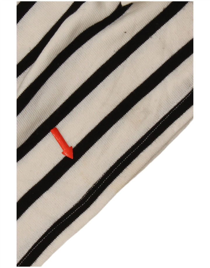 Zara Damen Top Langarm UK 14 Mittelweiß gestreifte Viskose