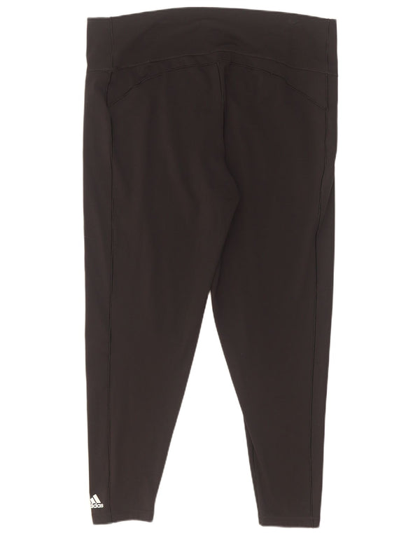 Adidas Womens Crop Leggings UK 24/26 2XL Black Nylon