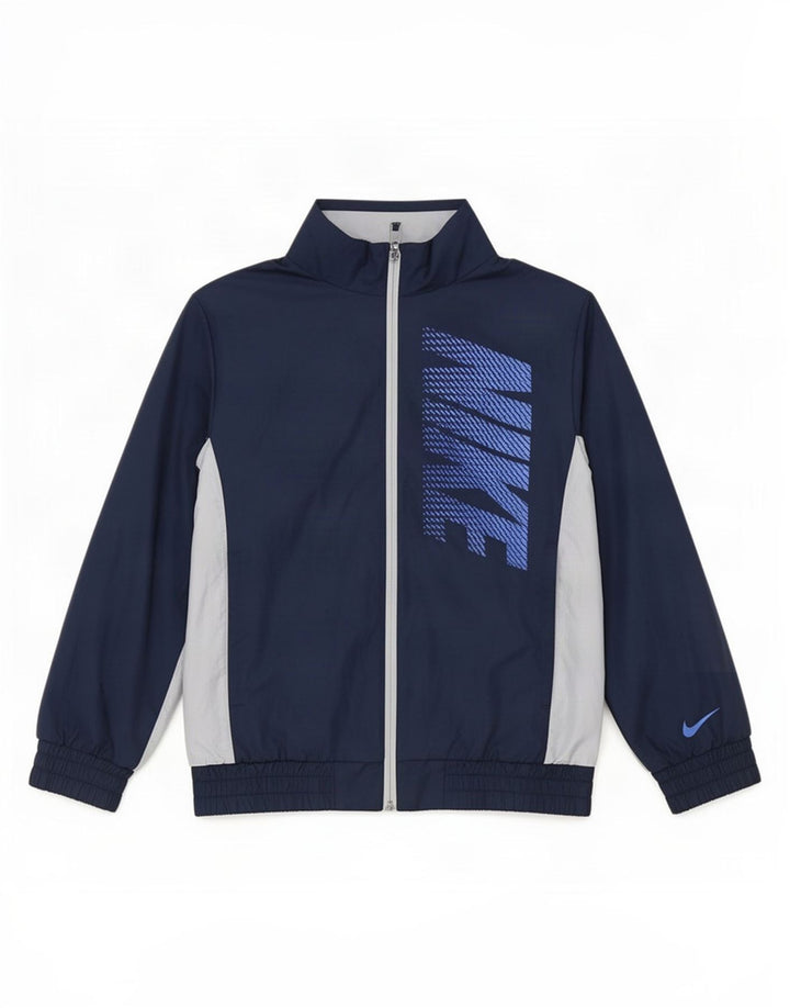 Nike Jungen-Trainingsanzug-Top-Jacke, 10–11 Jahre, mittleres Marineblau, Farbblock