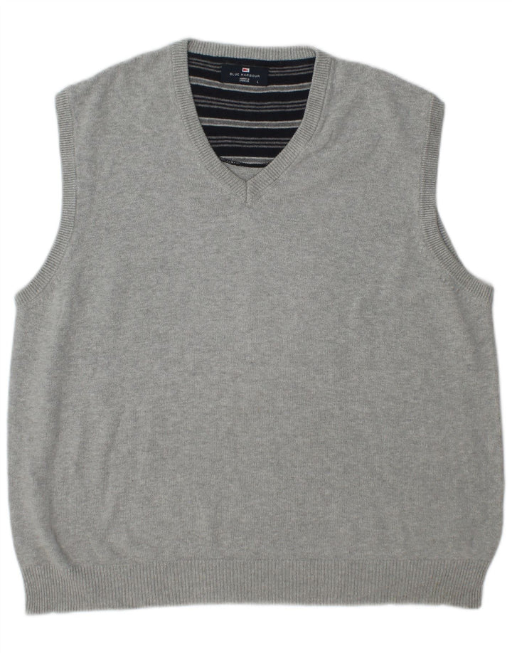 Marks & Spencer Herren-Tanktop „Harbor“ aus blauer Baumwolle, groß, grau