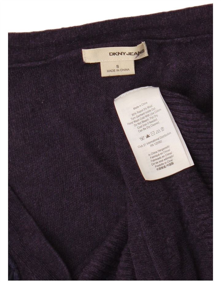 Dkny Damen-Cardigan mit Rüschen vorne, Gr. 8, Lila, Viskose