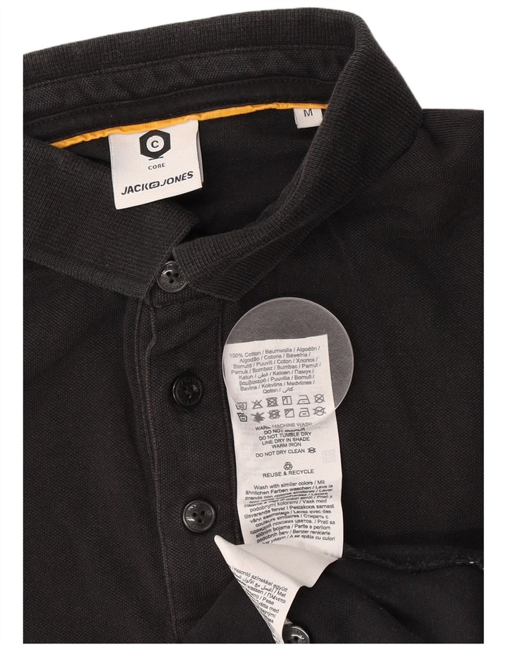 Jack & Jones Herren-Poloshirt mit Grafik, Mittelschwarz, Colourblock-Baumwolle