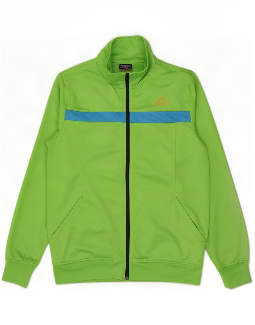 Kappa Herren-Trainingsanzug-Top-Jacke aus mittelgrünem Colourblock-Polyester