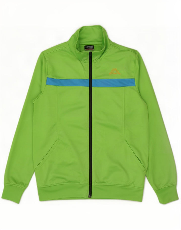 Kappa Herren-Trainingsanzug-Top-Jacke aus mittelgrünem Colourblock-Polyester