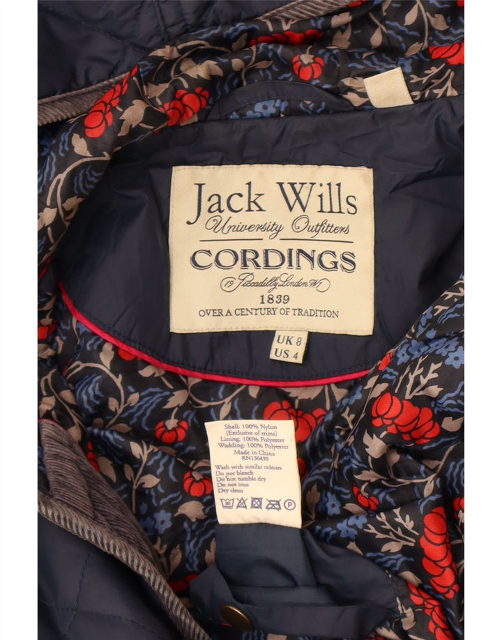 Jack Wills Damen-Steppjacke mit Kapuze, Größe S, Marineblau, Nylon