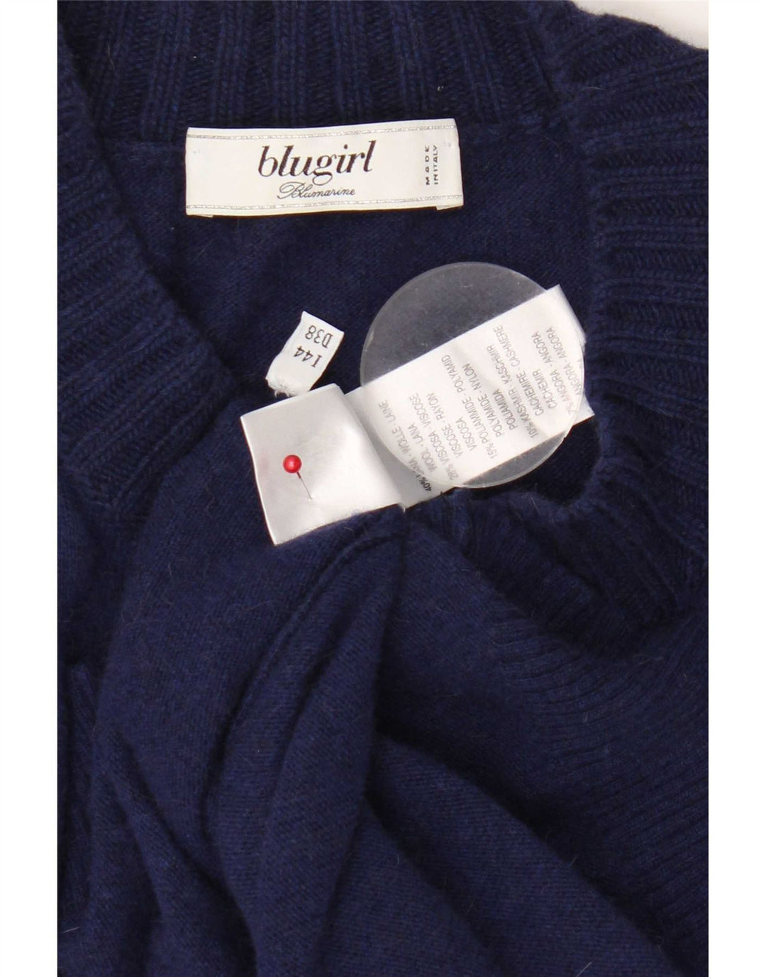 Vintage Damen Longline Cardigan Pullover IT 44 Medium Navy Blue Wolle