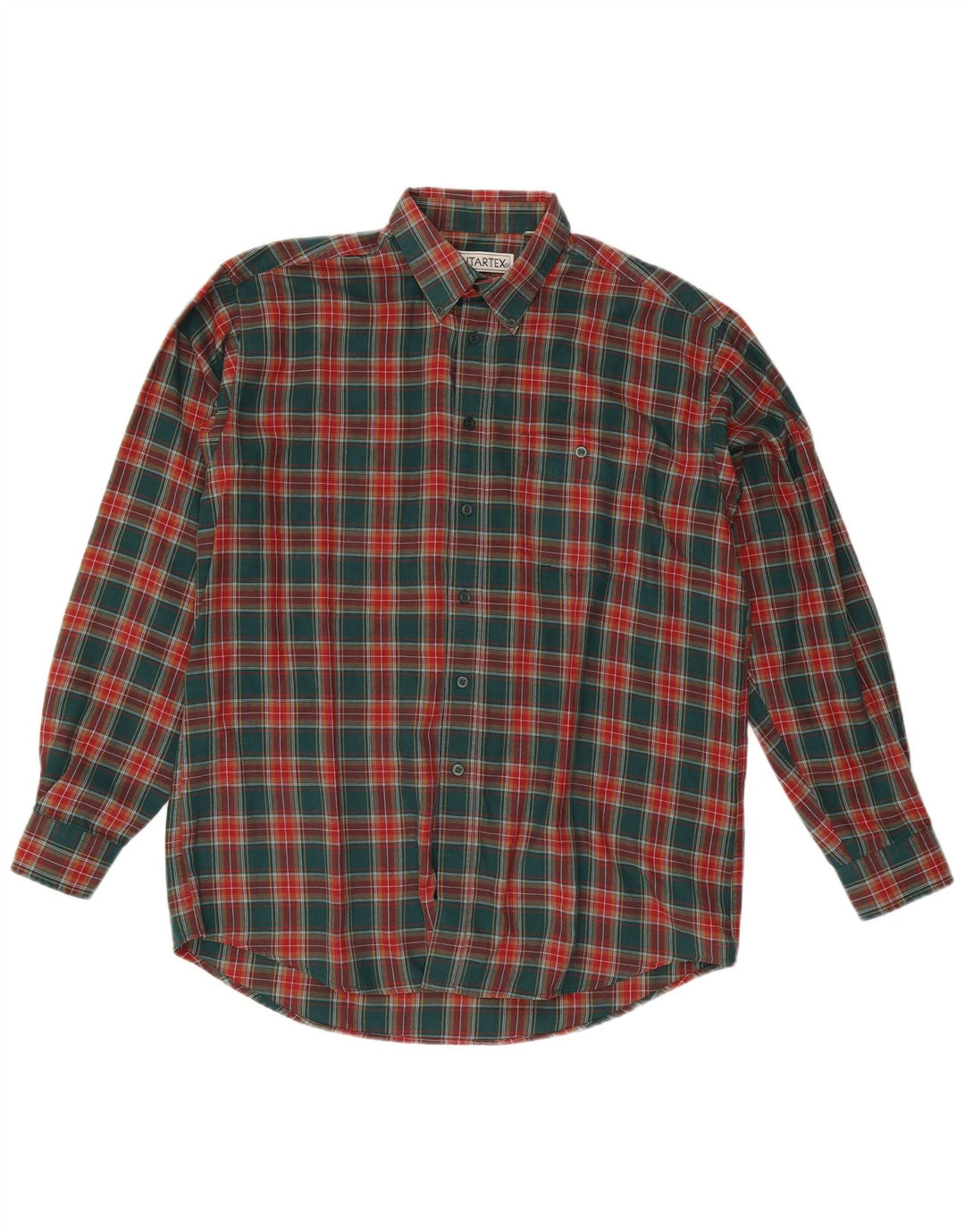 Antartex Herren-Flanellhemd, Größe 16 1/2, großes, grün kariertes Polyester