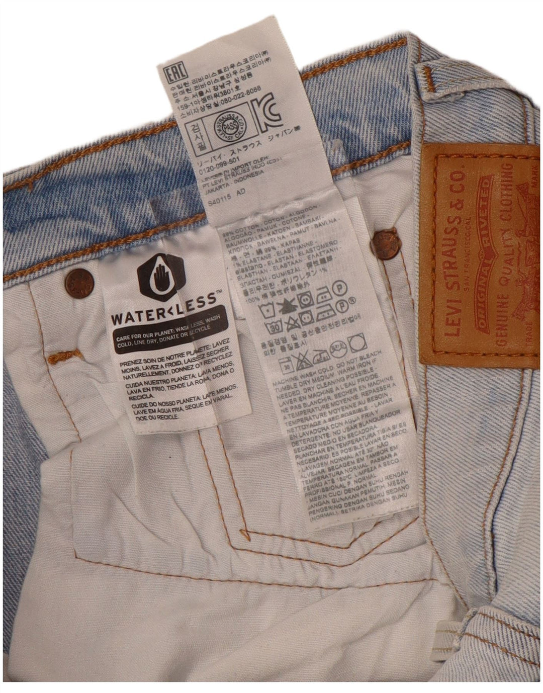 Levi's Damen 501 Straight Jeans W26 L28 Blaue Baumwolle