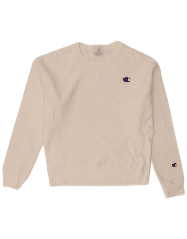 Champion Damen-Sweatshirt-Pullover, UK 14, mittelweiße Baumwolle