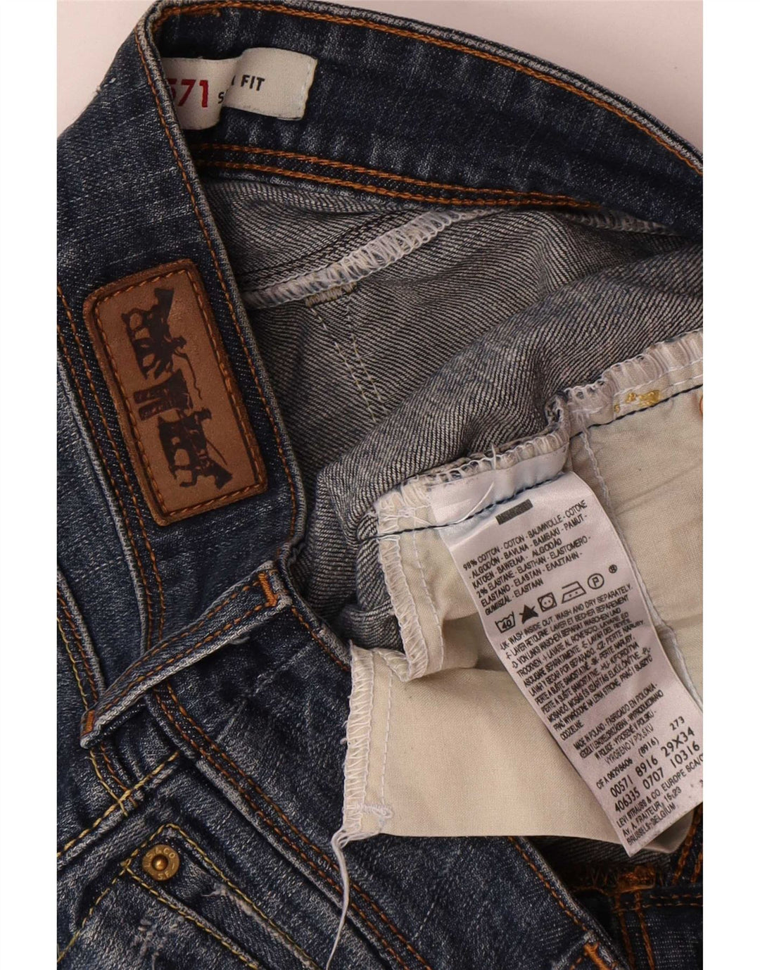 Levi's Damen 571 Slim Jeans W29 L34 Blaue Baumwolle