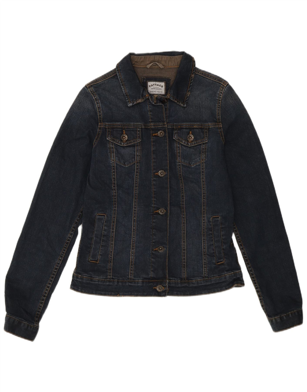 Fat Face Damen Jeansjacke UK 10 Small Marineblaue Baumwolle