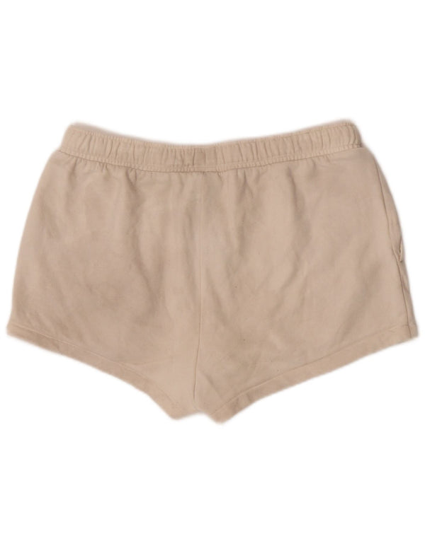 Ellesse Womens Graphic Sport Shorts UK 14 Large Off White Cotton