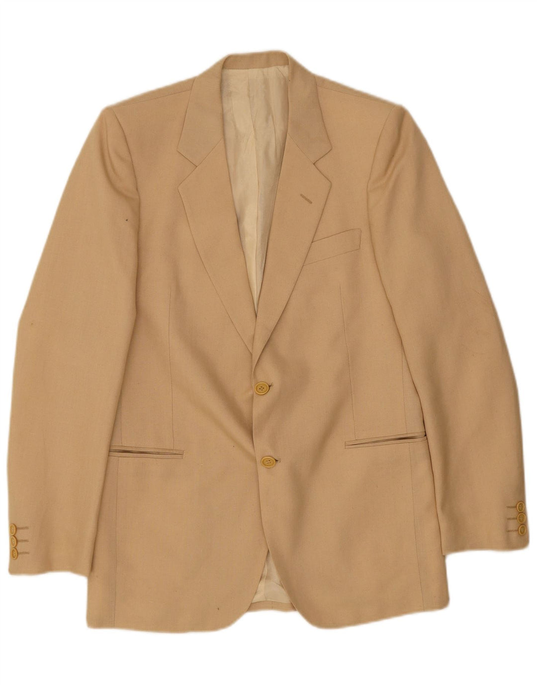 Vintage Herren 2-Knopf-Blazerjacke IT 48 Medium Beige Polyester