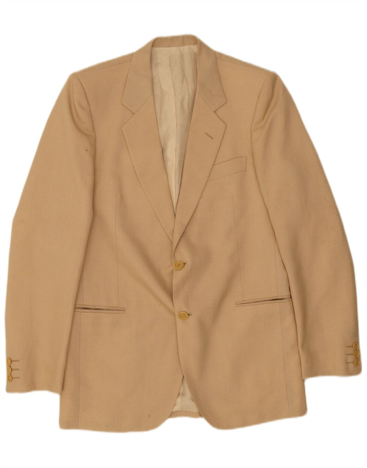 Vintage Herren 2-Knopf-Blazerjacke IT 48 Medium Beige Polyester