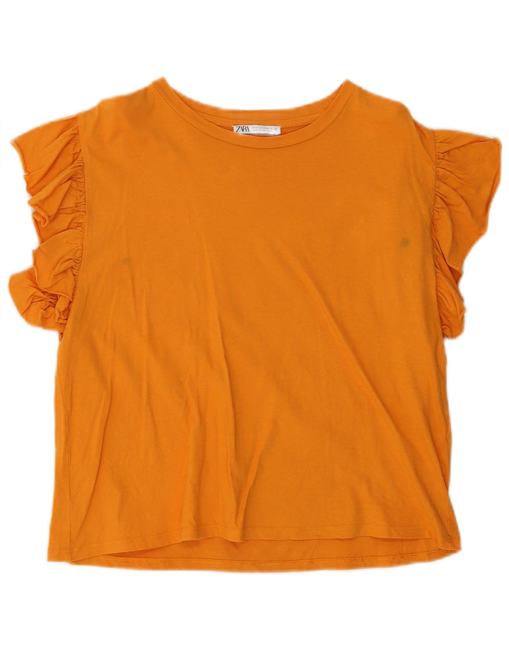 Zara Damen Bluse Top UK 12 Mittelorange