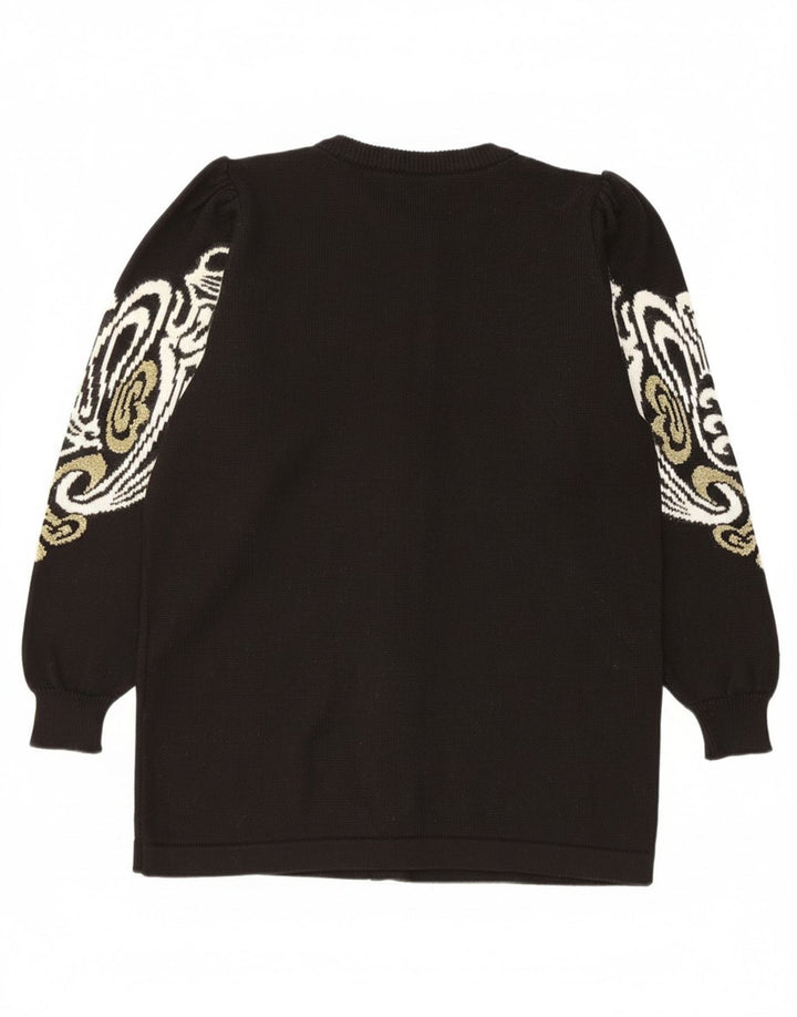 Vintage Damen Cardigan Pullover EU 38/40 Medium Schwarz Paisley Acryl
