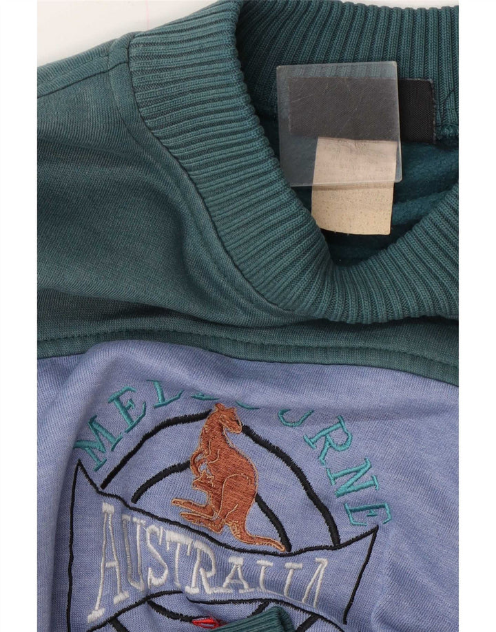 Vintage Herren Grafik Sweatshirt Pullover XL Grün Colourblock Polyester