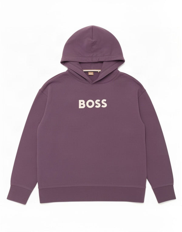 Hugo Boss Damen-Pullover mit grafischem Kapuzenpullover, UK 16, Größe L, Lila, Baumwolle