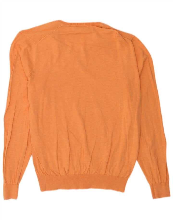 Massimo Dutti Herren-Pullover mit V-Ausschnitt, Größe L, Orange