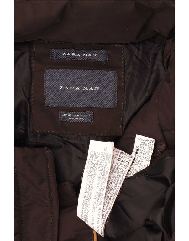 Zara Herren-Jacke mit Kapuze, gepolstert, UK 38, mittelbraun, Polyester
