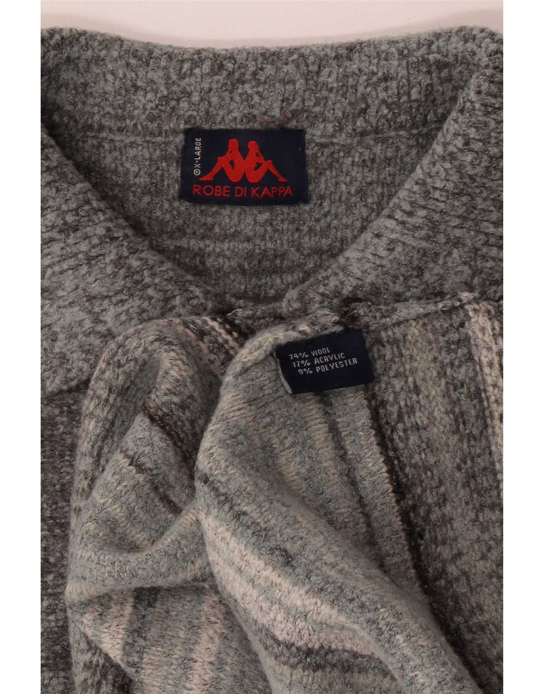 Kappa Herren-Pullover mit Rollkragen, XL, grau gestreift, Wolle