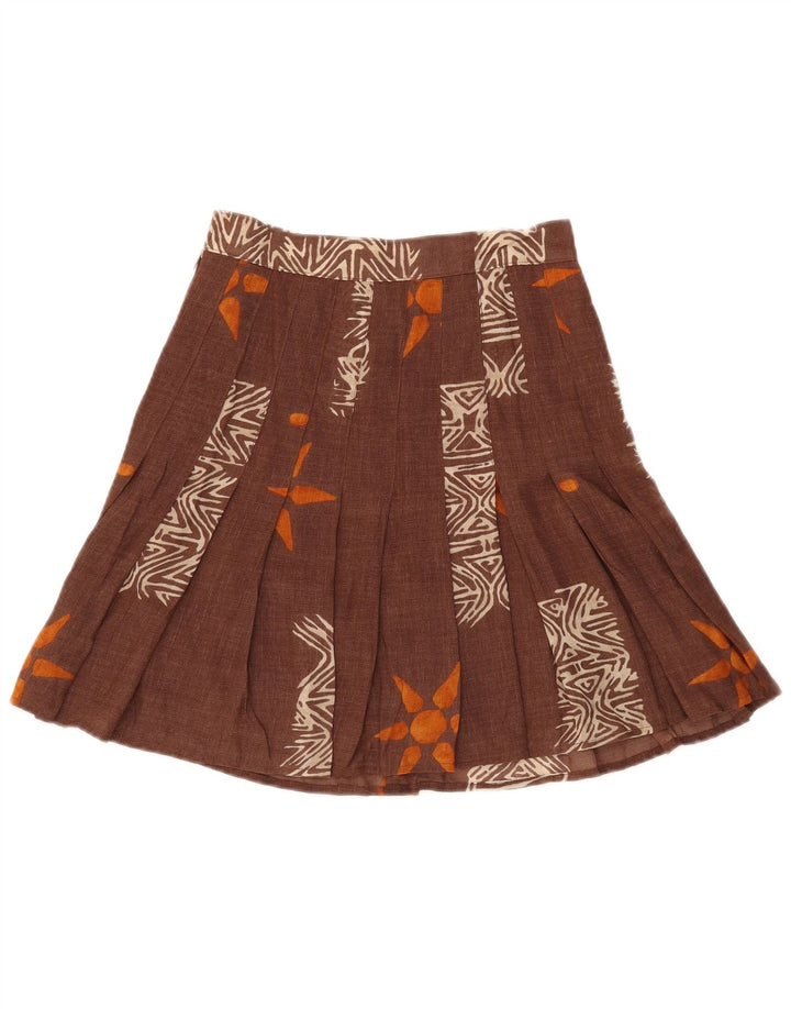Vintage Damen Plissee Minirock W26 Kleines braunes Blumenmuster