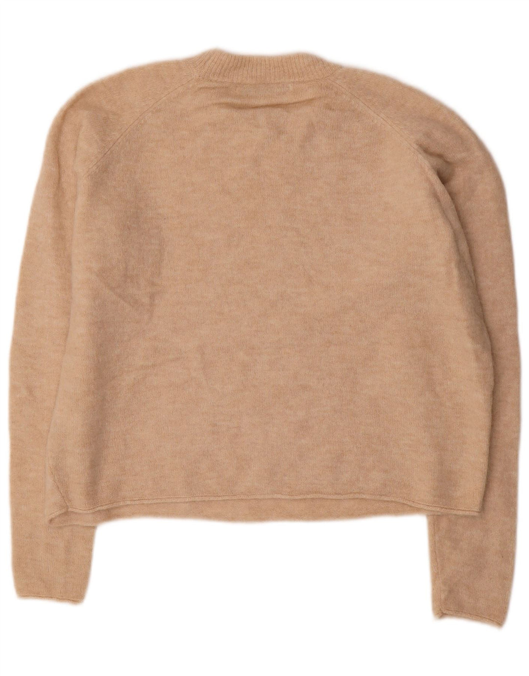 ZARA Damen-Pullover, übergroß, bauchfrei, Rundhalsausschnitt, Gr. 14, Mittelbeige