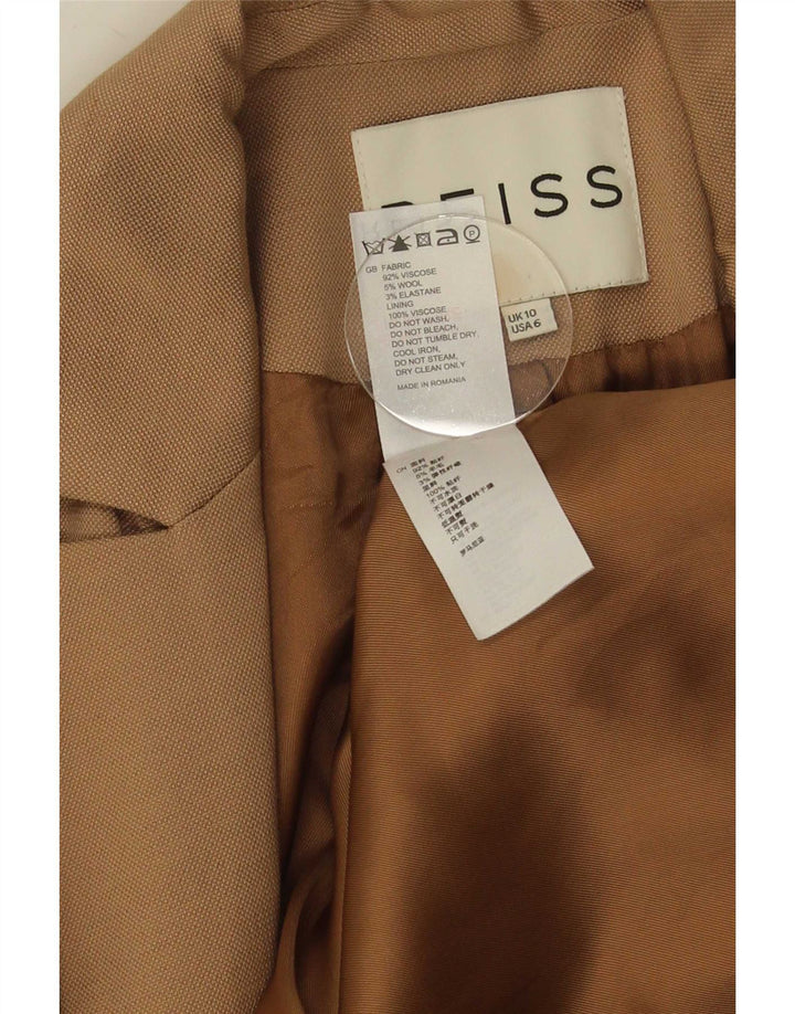 Reiss Damen 1-Knopf-Blazerjacke UK 10 Small Beige Viskose