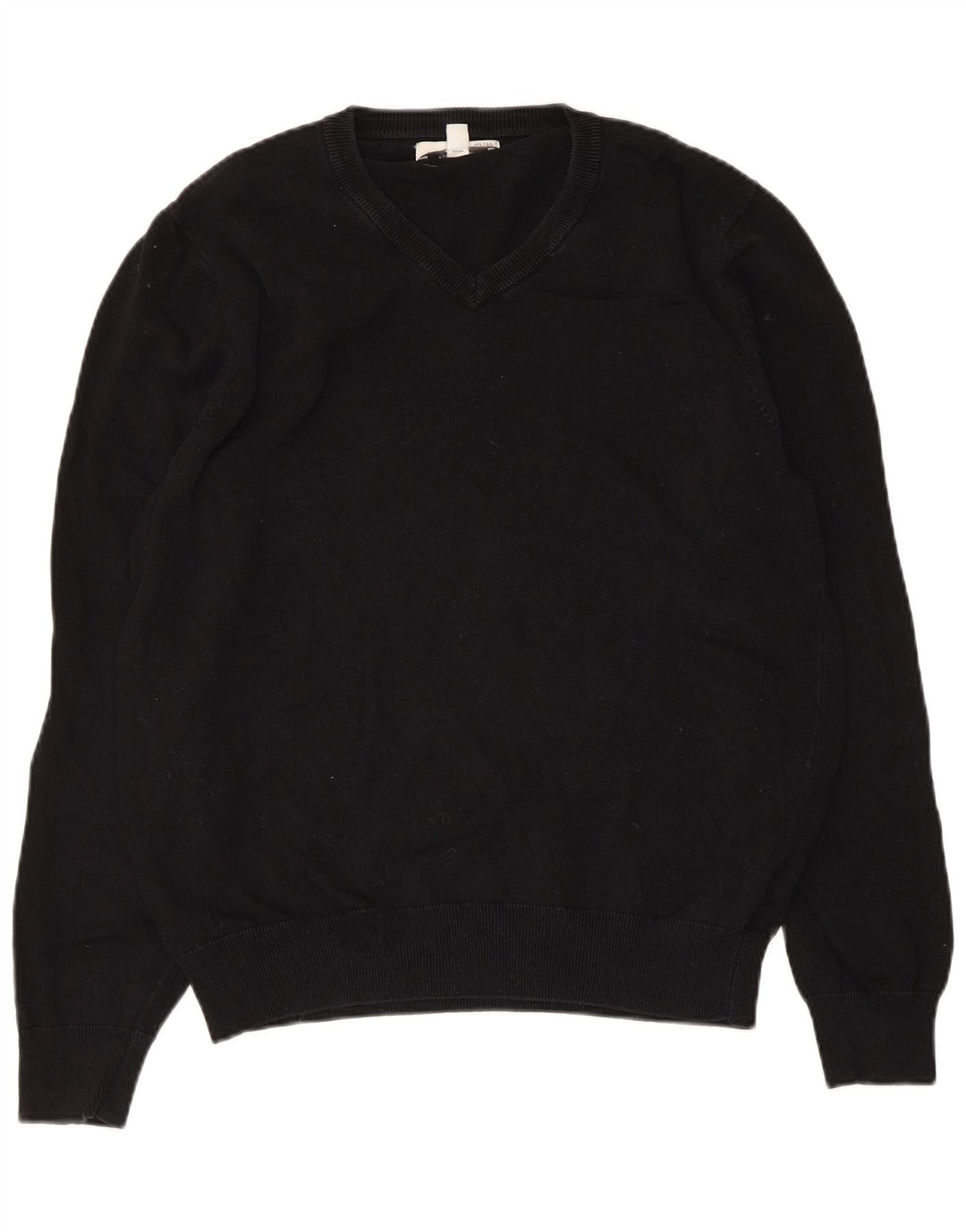 Marks & Spencer Herren-Pullover mit V-Ausschnitt aus mittelschwarzer Baumwolle