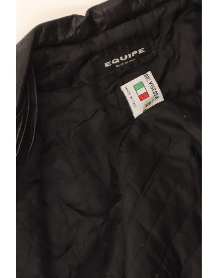 Equipe Damen Ledermantel IT 46 Large Schwarz