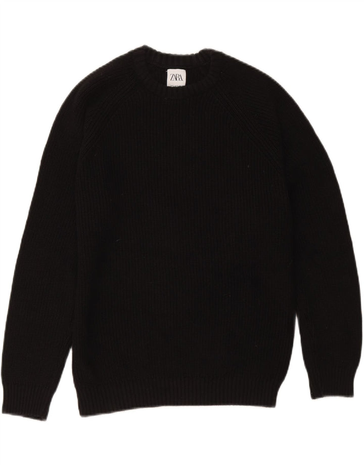 Zara Damen-Pullover, übergroß, Rundhalsausschnitt, Gr. 10, Größe S, Schwarz