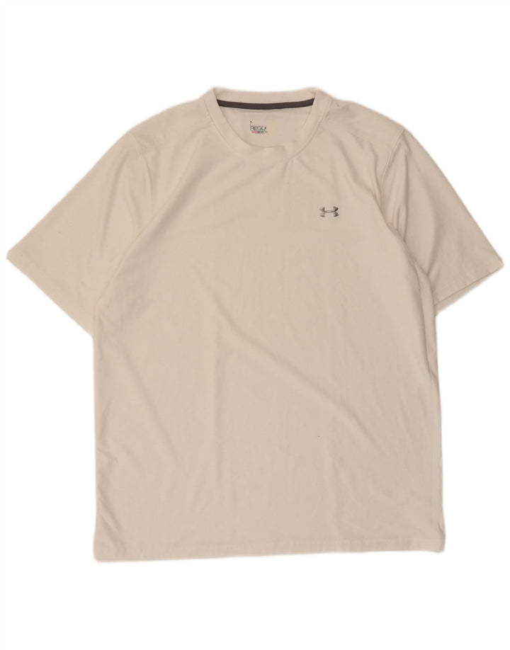 Under Armour Herren Heat Gear T-Shirt mit normaler Passform, großes, weißes Polyester
